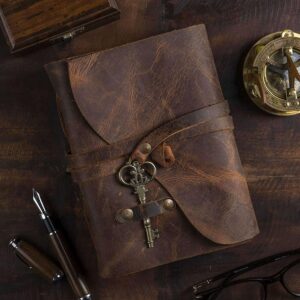 The Vintage Handmade Leather Journal Diary Writing Notebook Premium Antique Key Closure 200 Handmade Deckle Edge Antique Pages