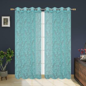 Transparent Flower Curtains for Long Door 9 Feet, Pack of 2