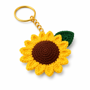 crochet sunflower keychain handmade floral charm cute bag accessory